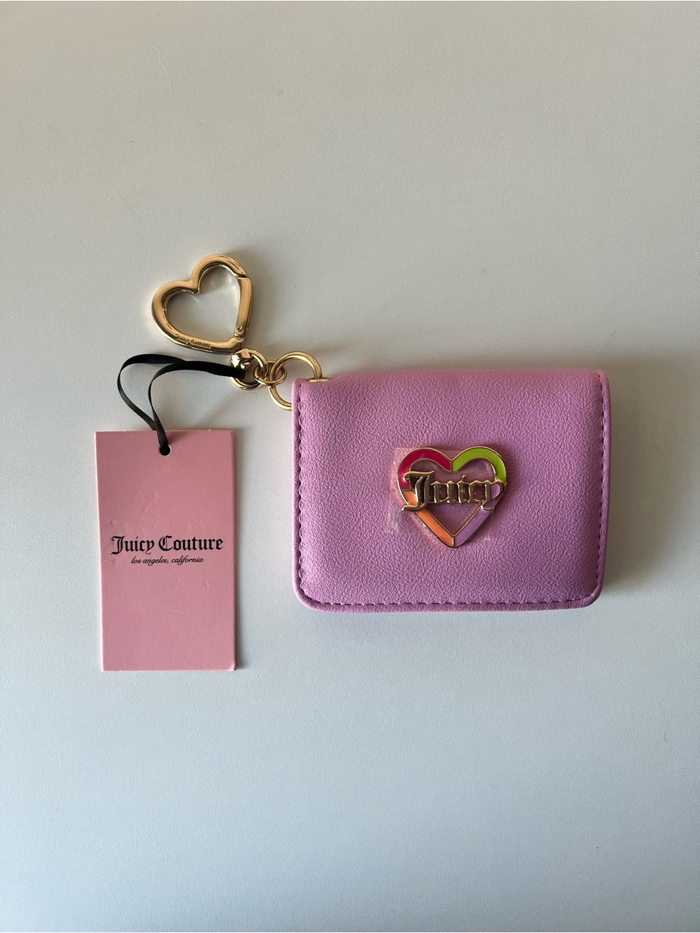 NWT Juicy Couture Love Mode Card Case Key Fob Fondant Pink